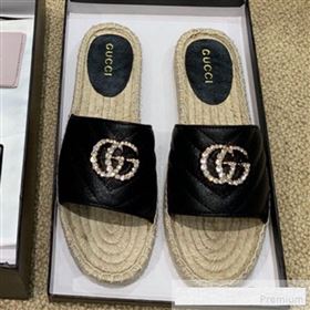 Replica Gucci Chevron Lambskin Espadrille Slide Sandals with Double Crystal G Black 2019 HANB 9061276 [fab 57998 190615] 8100 : Purse Valley,Designer Replica Handbags,Premium Replica Handbags 