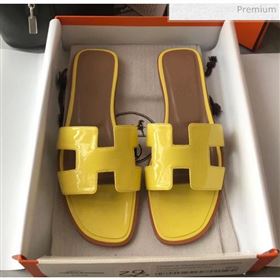 Replica Hermes Patent Calfskin Leather Oran H Flat Slipper Sandals Yellow MD 20040104 [fab 69116 200404] 13700 : Purse Valley,Designer Replica Handbags,Premium Replica Handbags at PurseValley