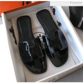 Replica Hermes Patent Calfskin Leather Oran H Flat Slipper Sandals All Black MD 20040107 [fab 69119 200404] 13700 : Purse Valley,Designer Replica Handbags,Premium Replica Handbags at PurseVall