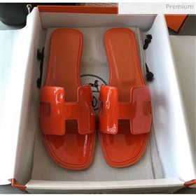 Replica Hermes Patent Calfskin Leather Oran H Flat Slipper Sandals Orange MD 20040119 [fab 69130 200404] 13700 : Purse Valley,Designer Replica Handbags,Premium Replica Handbags at PurseValley