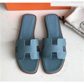Replica Hermes Epsom Leather Oran H Flat Slipper Sandals Blue MD 9080623 [fab 60836 190813] 14000 : Purse Valley,Designer Replica Handbags,Premium Replica Handbags at PurseValley
