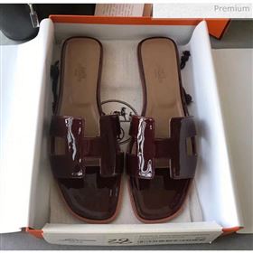 Replica Hermes Patent Calfskin Leather Oran H Flat Slipper Sandals BurgundyApricot MD 20040113 [fab 69125 200404] 13700 : Purse Valley,Designer Replica Handbags,Premium Replica Handbags at Pur