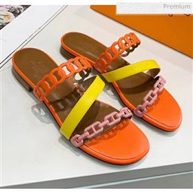 Replica Hermes Leather quot;Chaine dAncrequot; Straps Ajaccio Slipper Sandal OrangeYellowPink 2020 ME 20042065 [fab 70055 200425] 7700 : Purse Valley,Designer Replica Handbags,Premium Replica 