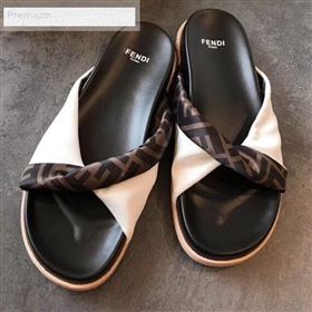 Replica Fendi FF Canvas Twist Flat Slide Sandals White 2019 For Women and Men EM 9071614 [fab 59888 190720] 8800 : Purse Valley,Designer Replica Handbags,Premium Replica Handbags at PurseValle