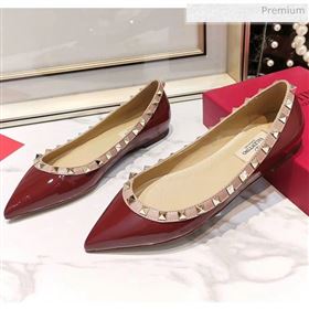 Replica Valentino Rockstud Flat Ballerina in Patent Calfskin Burgyundy XL 20041420 [fab 69765 200418] 9500 : Purse Valley,Designer Replica Handbags,Premium Replica Handbags at PurseValley