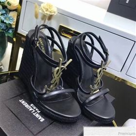 Replica Saint Laurent Cassandra Wedge Espadrilles Sandals with Gold Logo in Leather 557208 Black 2019 JC 9032763 [fab 54059 190417] 12300 : Purse Valley,Designer Replica Handbags,Premium Repli