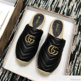 Replica Gucci Leather Espadrille Mules Slippers with Double G 551881 Black 2019 LRF 9032832 [fab 54096 190417] 8500 : Purse Valley,Designer Replica Handbags,Premium Replica Handbags at PurseVa