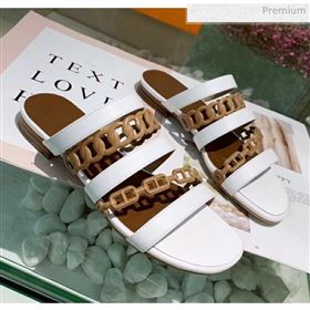 Replica Hermes Leather quot;Chaine dAncrequot; Straps Slipper Sandal WhiteBrown 2020 ME 20042056 [fab 70046 200425] 7700 : Purse Valley,Designer Replica Handbags,Premium Replica Handbags at Pu