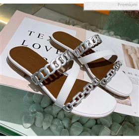 Replica Hermes Leather quot;Chaine dAncrequot; Straps Ajaccio Slipper Sandal WhiteSilver 2020 ME 20042061 [fab 70051 200425] 7700 : Purse Valley,Designer Replica Handbags,Premium Replica Handb