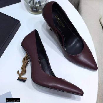 Replica Saint Laurent Opyum Pumps Burgundy with Gold Interlocking YSL Logo Heel 11cm modeng 20122915 [78482 eb] 11500 : Purse Valley,Designer Replica Handbags,Premium Replica Handbags at Purse
