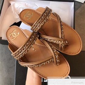 Replica Chanel Flat Chain Leather Thong Sandals Brown 2019 EM 9051534 [fab 56486 190518] 14000 : Purse Valley,Designer Replica Handbags,Premium Replica Handbags at PurseValley