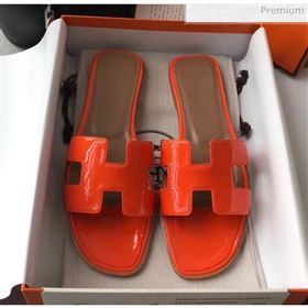 Replica Hermes Patent Calfskin Leather Oran H Flat Slipper Sandals Orange 02 MD 20040118 [fab 69131 200404] 13700 : Purse Valley,Designer Replica Handbags,Premium Replica Handbags at PurseVall