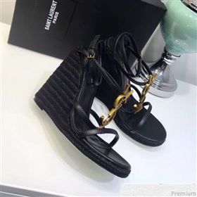 Replica Saint Laurent Cassandra Wedge Espadrilles Sandals with Bamboo Logo in Leather 565796 Black 2019 JC 9032761 [fab 54057 190417] 12300 : Purse Valley,Designer Replica Handbags,Premium Rep