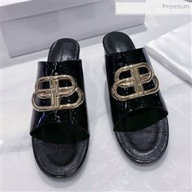 Replica Balenciaga Oval BB Patent Leather Heel Mules Slide Sandal BlackGold 2020 DLH 20031432 [fab 68531 200314] 7400 : Purse Valley,Designer Replica Handbags,Premium Replica Handbags at Purse