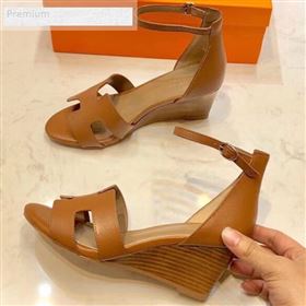 Replica Hermes H Calfskin Mid Heel Ankle Strap Wedge Sandals Brown 2019 1054 9070428 [fab 59260 190706] 11800 : Purse Valley,Designer Replica Handbags,Premium Replica Handbags at PurseValley
