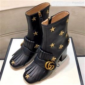 Replica Gucci Embroidered Leather Fringe Mid heel Ankle Short Boot 551545 Black 2019 DLY 9081610 [fab 61588 190817] 16800 : Purse Valley,Designer Replica Handbags,Premium Replica Handbags at P