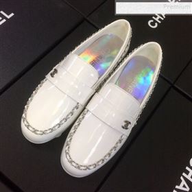 Replica Chanel Patent Calfskin Rainbow Lining Chain Flat Loafers G35631 White 2020 DLY 9120614 [fab 66164 191207] 12700 : Purse Valley,Designer Replica Handbags,Premium Replica Handbags at Pur