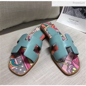Replica Hermes Calfskin Oran Sandal With quot;Fantaisie Botaniquequot; Printed Canvas Light Blue 2020 MD 20040125 [fab 69138 200404] 8400 : Purse Valley,Designer Replica Handbags,Premium Repli