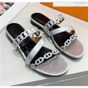Replica Hermes Leather quot;Chaine dAncrequot; Straps Ajaccio Slipper Sandal Silver 2020 ME 20042058 [fab 70048 200425] 7700 : Purse Valley,Designer Replica Handbags,Premium Replica Handbags a