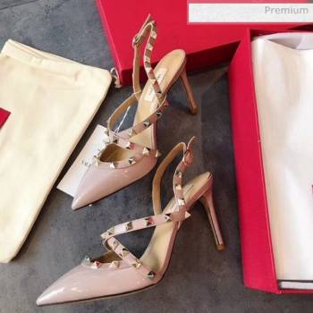 Replica Valentino Rockstud Patent Leather Cross Strap Slingback Pumps 90MM Powder Pink 2020 EM 20062401 [fab 72492 200630] 11200 : Purse Valley,Designer Replica Handbags,Premium Replica Handba