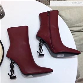 Replica Saint Laurent Calfskin YSL Logo High Heel Short Boots Burgundy 2019 LUZI 9092945 [fab 63445 190930] 14000 : Purse Valley,Designer Replica Handbags,Premium Replica Handbags at PurseVall