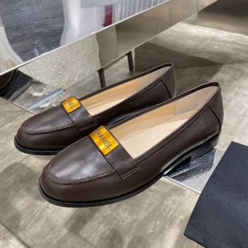 Replica Chanel Calfskin Loafers with Logo Metal Dark Brown 2020 MD 20111229 [78881 fa] 11000 : Purse Valley,Designer Replica Handbags,Premium Replica Handbags at PurseValley