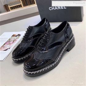 Replica Chanel Calfskin and Patent Leather Chain Lace Ups Loafers G35316 Black 2019 MD 9110916 [fab 65061 191109] 9200 : Purse Valley,Designer Replica Handbags,Premium Replica Handbags at Purs