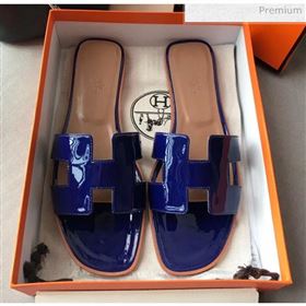 Replica Hermes Patent Calfskin Leather Oran H Flat Slipper Sandals Electric Blue MD 20040102 [fab 69115 200404] 13700 : Purse Valley,Designer Replica Handbags,Premium Replica Handbags at Purse