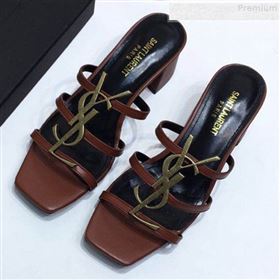 Replica Saint Laurent Cassandra YSL Calfskin Mid Heel Slide Sandals Brown 2019 DLY 9081252 [fab 61360 190813] 8900 : Purse Valley,Designer Replica Handbags,Premium Replica Handbags at PurseVal