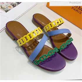 Replica Hermes Leather quot;Chaine dAncrequot; Straps Ajaccio Slipper Sandal PurpleBlueYellow 2020 ME 20042063 [fab 70053 200425] 7700 : Purse Valley,Designer Replica Handbags,Premium Replica 