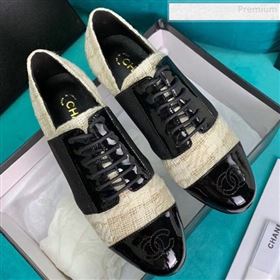 Replica Chanel Tweed and Patent Calfskin Flat Lace Ups Loafers G34128 Light Beige 2019 DLY 9081602 [fab 61580 190817] 9900 : Purse Valley,Designer Replica Handbags,Premium Replica Handbags at 