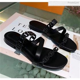 Replica Hermes Leather quot;Chaine dAncrequot; Straps Ajaccio Slipper Sandal Black 2020 ME 20042062 [fab 70052 200425] 7700 : Purse Valley,Designer Replica Handbags,Premium Replica Handbags at